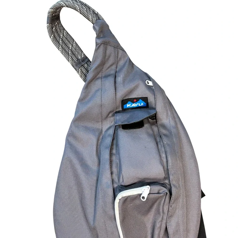 KAVU Rope Bag Sling Backpack Gray Canvas Crossbody Shoulder Bag One Size